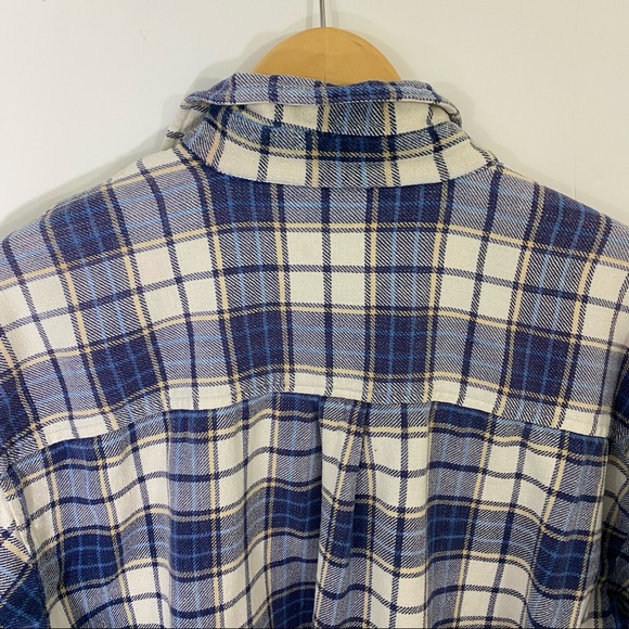 VTG Plaid Dad Flannel Shirt Blue Oversized L - Picture 8 of 11
